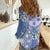 Hawaii Violet Palaka Women Casual Shirt With Tapa Pattern Tropical Flowers - Polynesian Pride