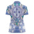 Hawaii Violet Palaka Women Polo Shirt With Tapa Pattern Tropical Flowers - Polynesian Pride
