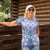 Hawaii Violet Palaka Women Polo Shirt With Tapa Pattern Tropical Flowers - Polynesian Pride