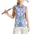 Hawaii Violet Palaka Women Sleeveless Polo Shirt With Tapa Pattern Tropical Flowers - Polynesian Pride