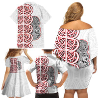 Aotearoa New Zealand Family Matching Off Shoulder Short Dress and Hawaiian Shirt Maori Marae Pattern Tiki LT05 - Polynesian Pride
