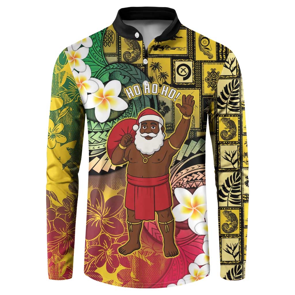 Vanuatu Christmas Button Sweatshirt Ni-Van Santa Retro Style - Polynesian Pride