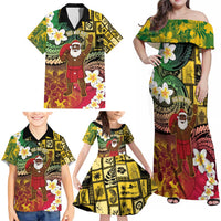 Vanuatu Christmas Family Matching Off Shoulder Maxi Dress and Hawaiian Shirt Ni-Van Santa Retro Style - Polynesian Pride
