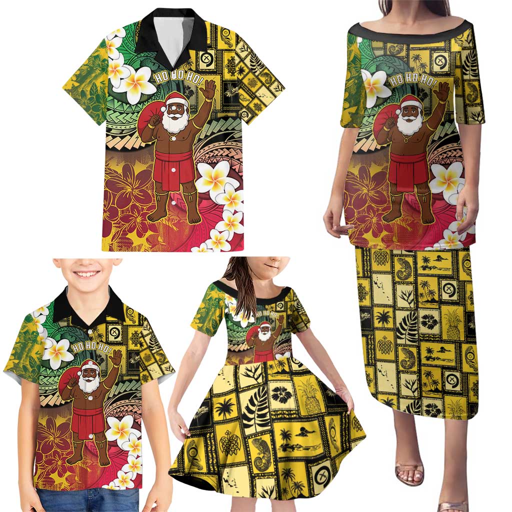 Vanuatu Christmas Family Matching Puletasi and Hawaiian Shirt Ni-Van Santa Retro Style - Polynesian Pride
