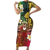 Vanuatu Christmas Family Matching Short Sleeve Bodycon Dress and Hawaiian Shirt Ni-Van Santa Retro Style - Polynesian Pride
