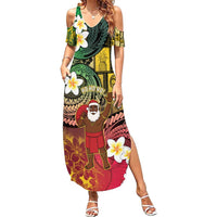Vanuatu Christmas Family Matching Summer Maxi Dress and Hawaiian Shirt Ni-Van Santa Retro Style - Polynesian Pride
