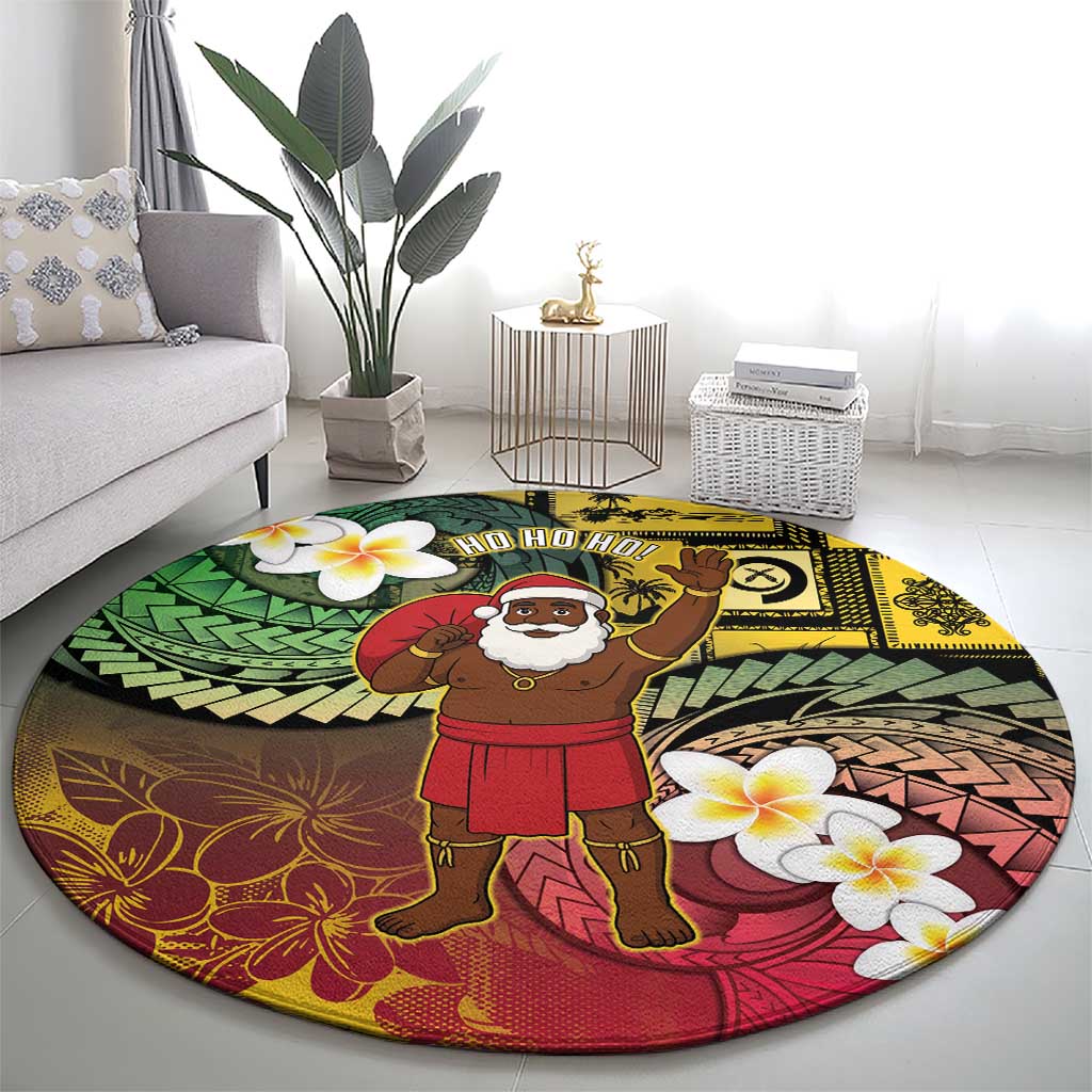 Vanuatu Christmas Round Carpet Ni-Van Santa Retro Style - Polynesian Pride