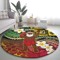 Vanuatu Christmas Round Carpet Ni-Van Santa Retro Style - Polynesian Pride