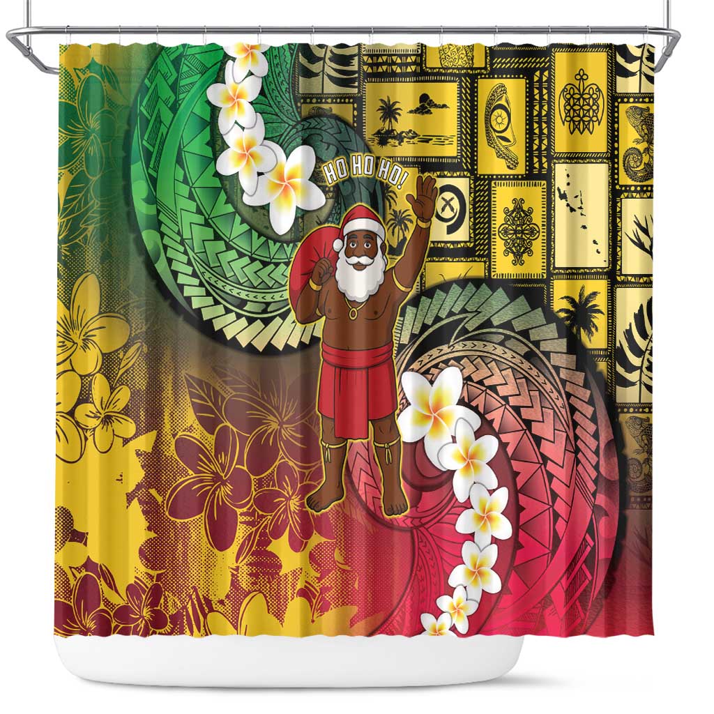 Vanuatu Christmas Shower Curtain Ni-Van Santa Retro Style - Polynesian Pride