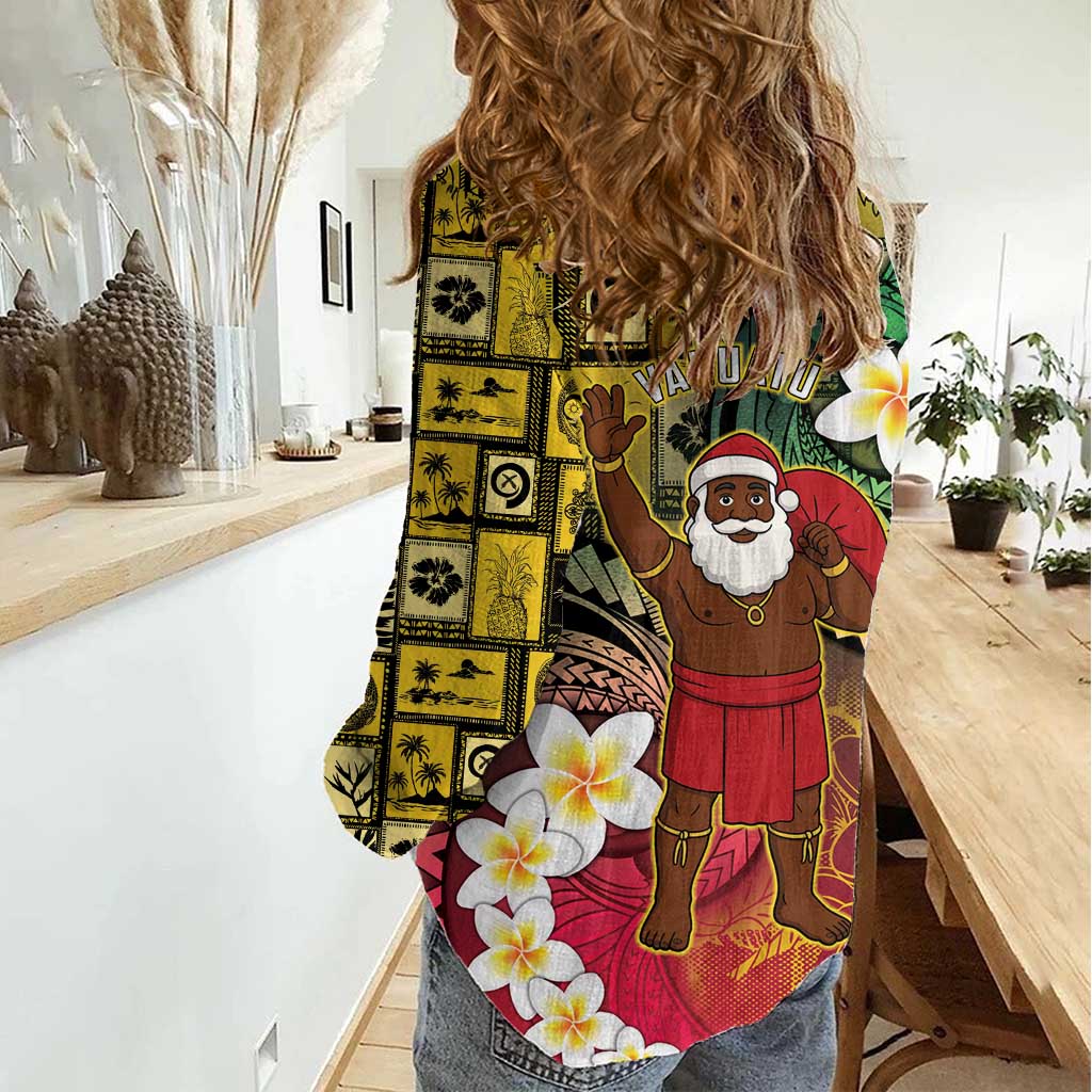 Vanuatu Christmas Women Casual Shirt Ni-Van Santa Retro Style - Polynesian Pride