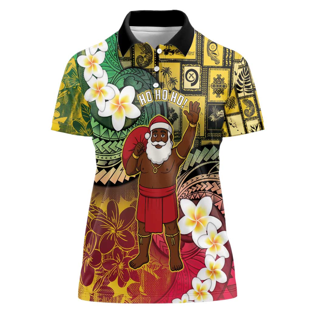 Vanuatu Christmas Women Polo Shirt Ni-Van Santa Retro Style - Polynesian Pride