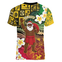Vanuatu Christmas Women V-Neck T-Shirt Ni-Van Santa Retro Style - Polynesian Pride