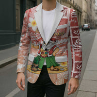 Hawaii Mele Kalikimaka Blazer Hula Santa Retro Style Red - Polynesian Pride