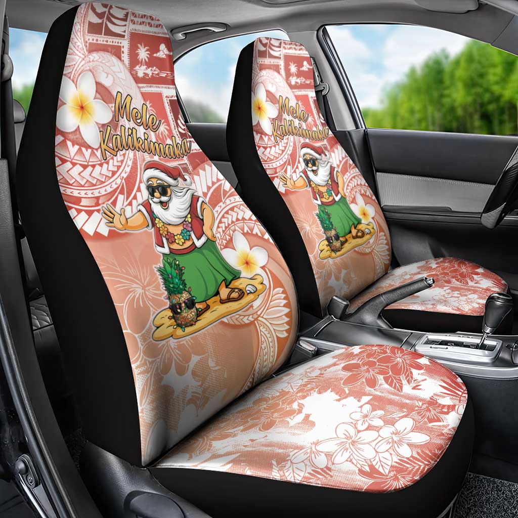 Hawaii Mele Kalikimaka Car Seat Cover Hula Santa Retro Style Red - Polynesian Pride