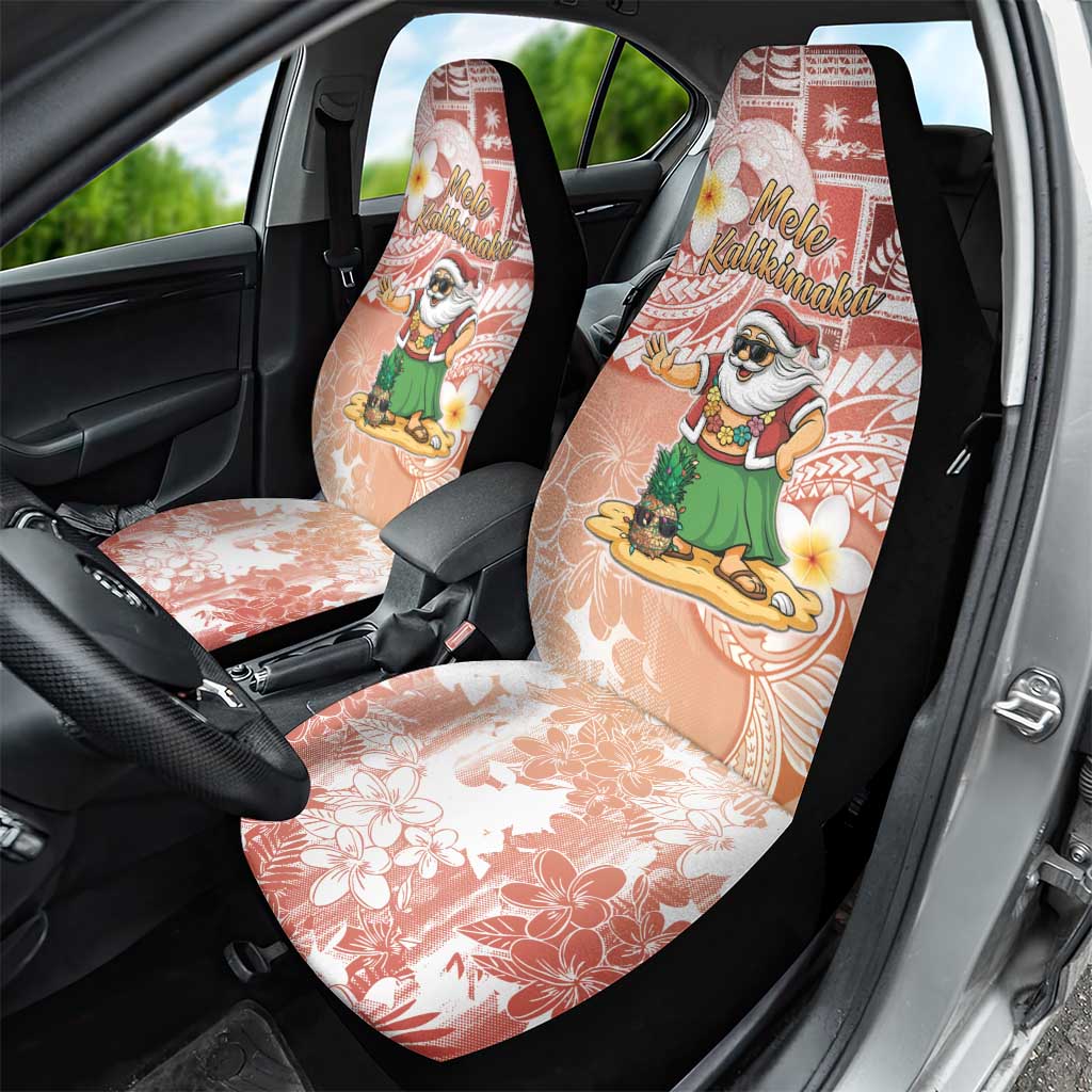 Hawaii Mele Kalikimaka Car Seat Cover Hula Santa Retro Style Red - Polynesian Pride
