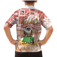 Hawaii Mele Kalikimaka Family Matching Mermaid Dress and Hawaiian Shirt Hula Santa Retro Style Red - Polynesian Pride