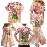 Hawaii Mele Kalikimaka Family Matching Mermaid Dress and Hawaiian Shirt Hula Santa Retro Style Red - Polynesian Pride