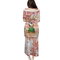 Hawaii Mele Kalikimaka Family Matching Puletasi and Hawaiian Shirt Hula Santa Retro Style Red - Polynesian Pride