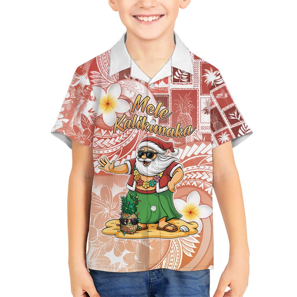 Hawaii Mele Kalikimaka Family Matching Puletasi and Hawaiian Shirt Hula Santa Retro Style Red - Polynesian Pride