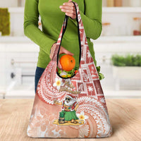 Hawaii Mele Kalikimaka Grocery Bag Hula Santa Retro Style Red - Polynesian Pride