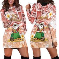 Hawaii Mele Kalikimaka Hoodie Dress Hula Santa Retro Style Red - Polynesian Pride