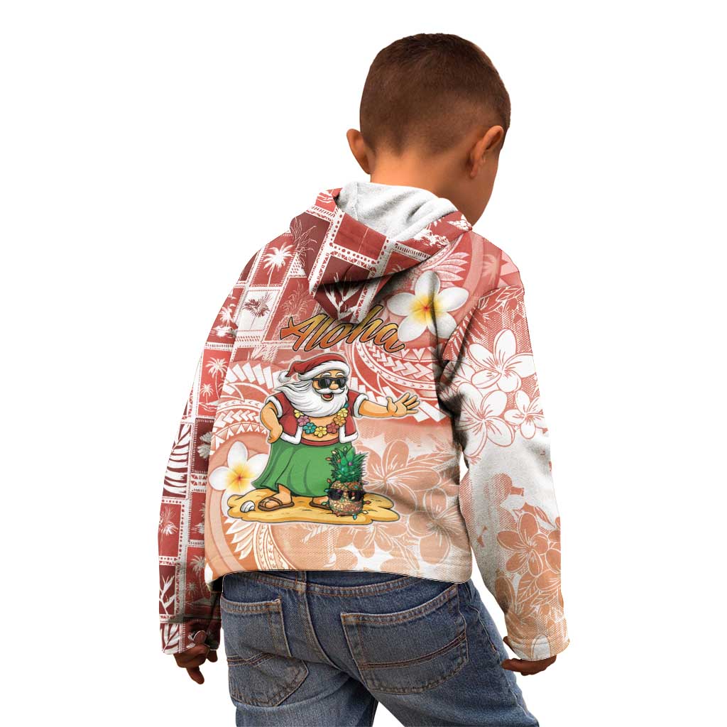 Hawaii Mele Kalikimaka Kid Hoodie Hula Santa Retro Style Red - Polynesian Pride