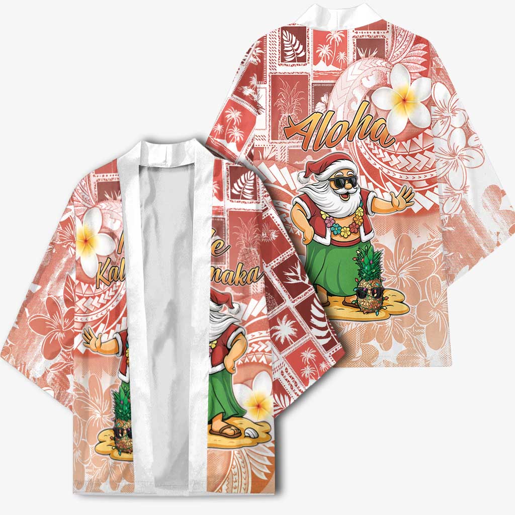 Hawaii Mele Kalikimaka Kimono Hula Santa Retro Style Red - Polynesian Pride