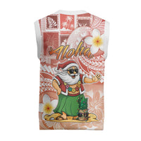 Hawaii Mele Kalikimaka Christmas Knitted V-Neck Vest Hula Santa Retro Style Red - Polynesian Pride
