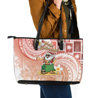 Hawaii Mele Kalikimaka Leather Tote Bag Hula Santa Retro Style Red - Polynesian Pride