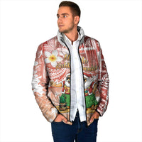 Hawaii Mele Kalikimaka Padded Jacket Hula Santa Retro Style Red - Polynesian Pride