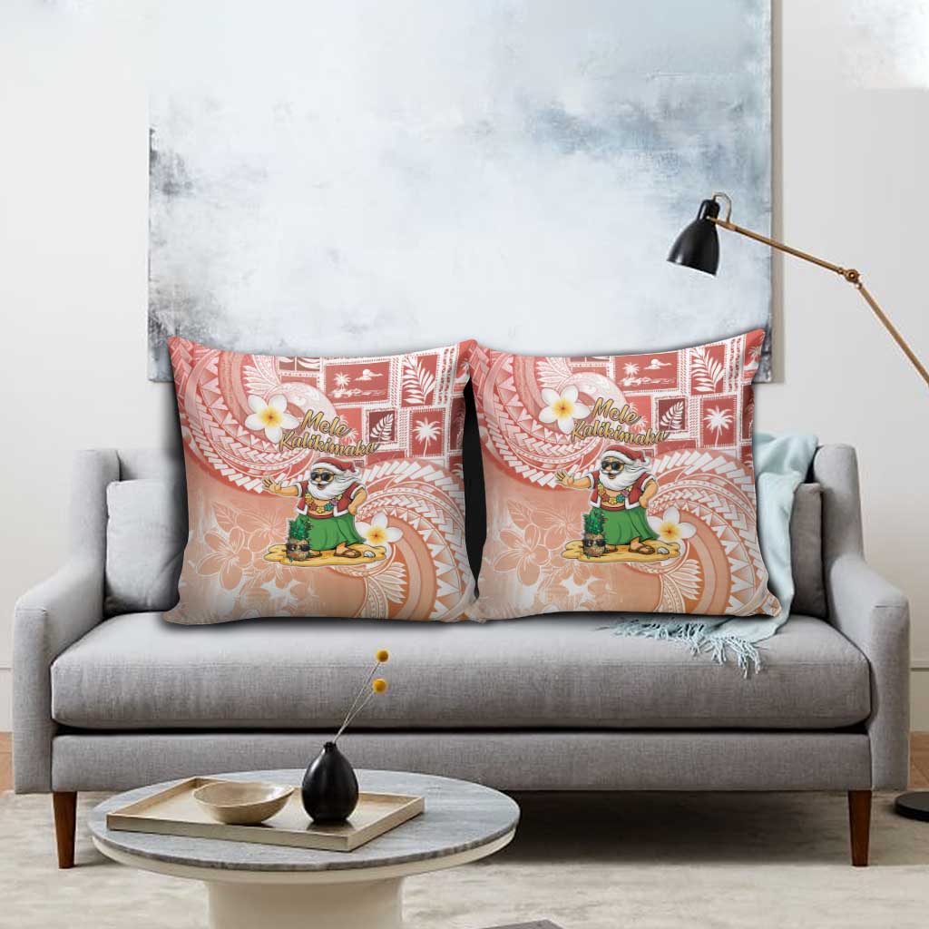 Hawaii Mele Kalikimaka Pillow Cover Hula Santa Retro Style Red - Polynesian Pride