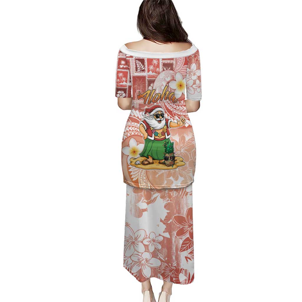 Hawaii Mele Kalikimaka Puletasi Hula Santa Retro Style Red - Polynesian Pride