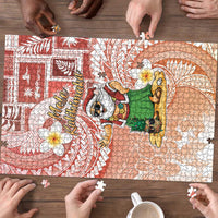 Hawaii Mele Kalikimaka Puzzle Hula Santa Retro Style Red - Polynesian Pride