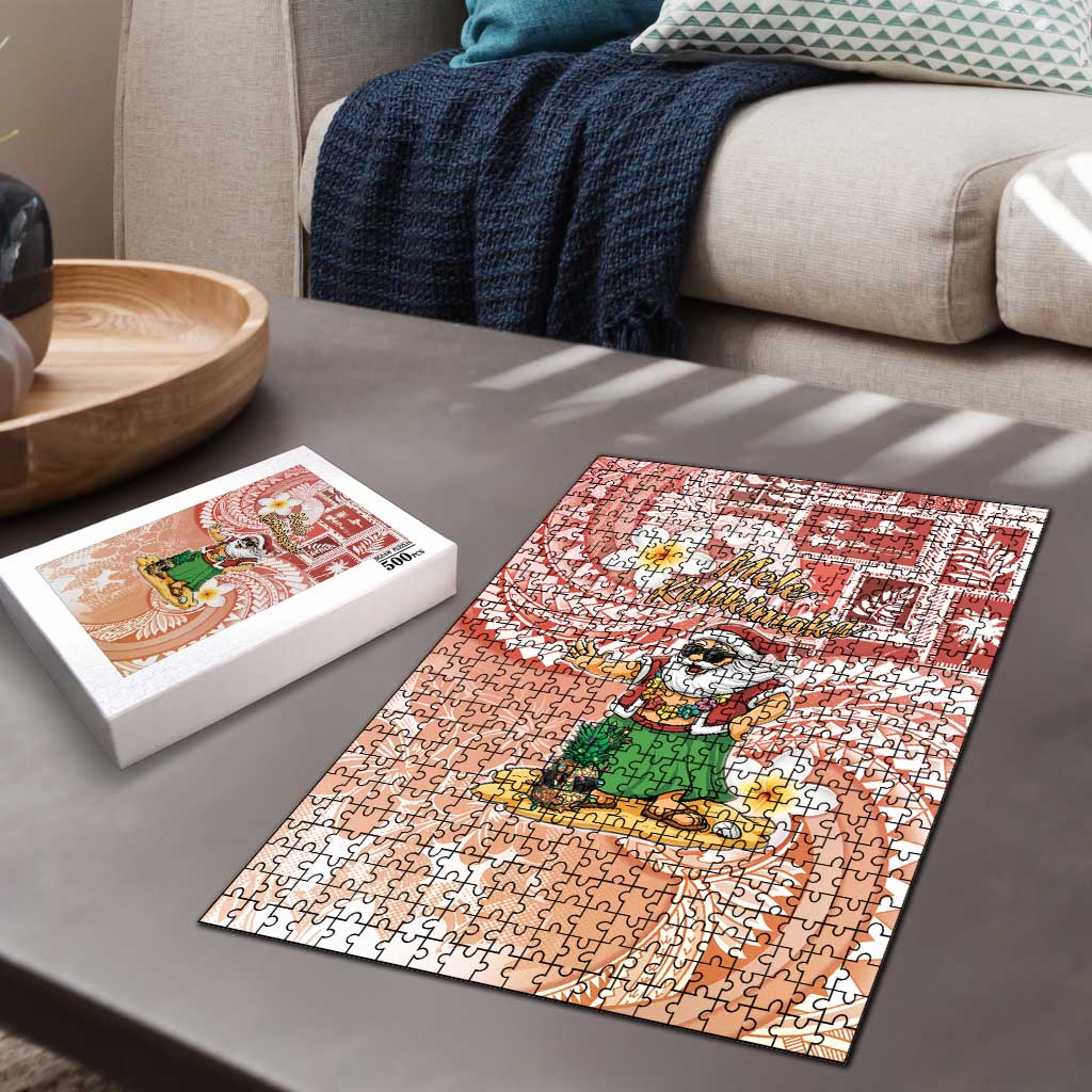 Hawaii Mele Kalikimaka Puzzle Hula Santa Retro Style Red - Polynesian Pride