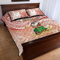 Hawaii Mele Kalikimaka Quilt Bed Set Hula Santa Retro Style Red - Polynesian Pride