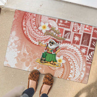 Hawaii Mele Kalikimaka Rubber Doormat Hula Santa Retro Style Red - Polynesian Pride