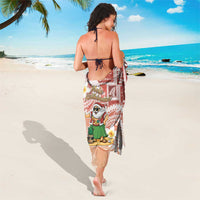 Hawaii Mele Kalikimaka Sarong Hula Santa Retro Style Red - Polynesian Pride