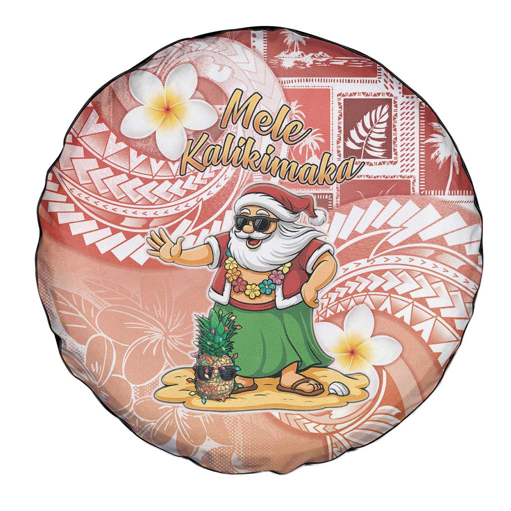 Hawaii Mele Kalikimaka Spare Tire Cover Hula Santa Retro Style Red - Polynesian Pride