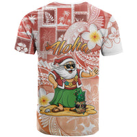 Hawaii Mele Kalikimaka T Shirt Hula Santa Retro Style Red - Polynesian Pride