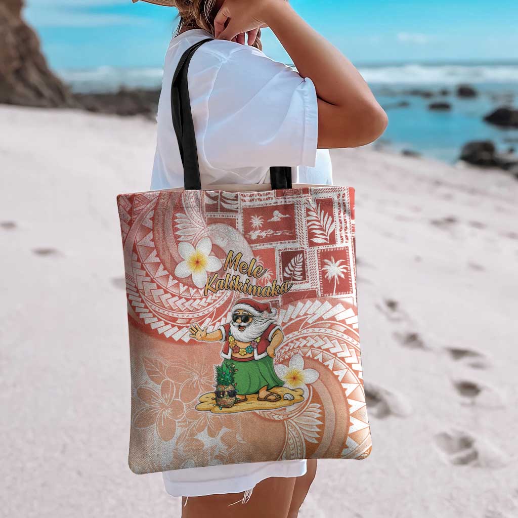 Hawaii Mele Kalikimaka Tote Bag Hula Santa Retro Style Red - Polynesian Pride
