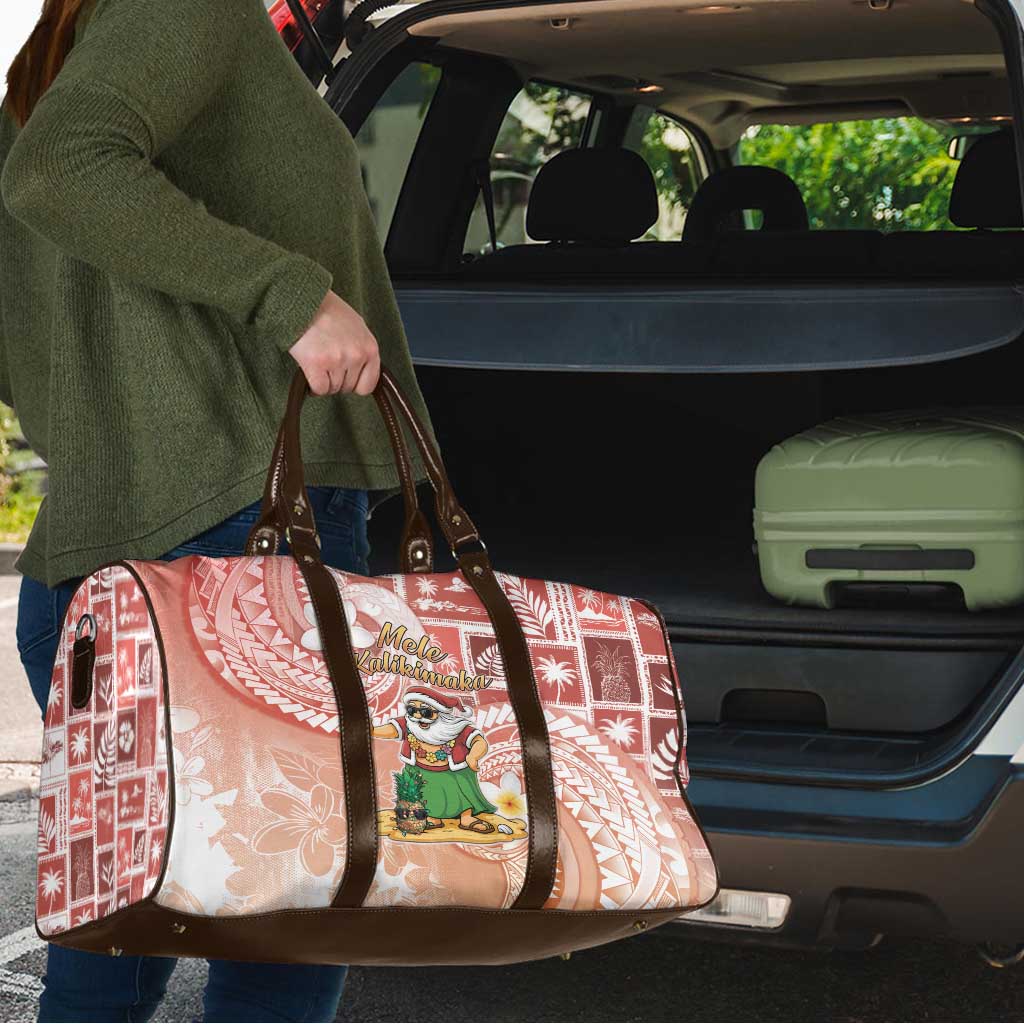 Hawaii Mele Kalikimaka Travel Bag Hula Santa Retro Style Red - Polynesian Pride