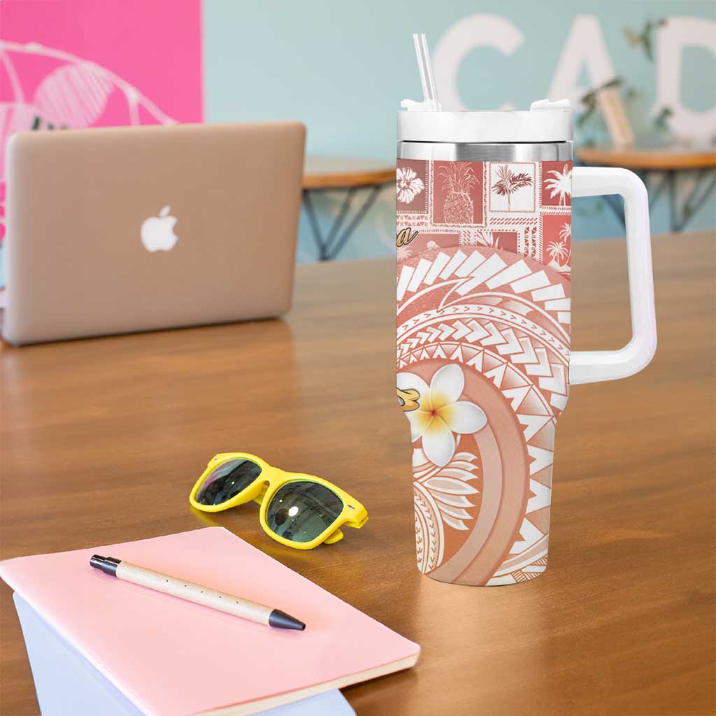 Hawaii Mele Kalikimaka Tumbler With Handle Hula Santa Retro Style Red - Polynesian Pride