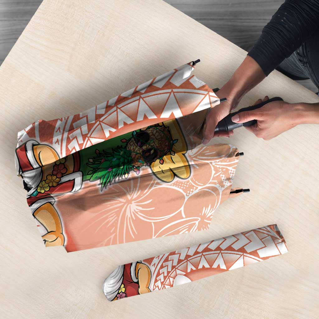 Hawaii Mele Kalikimaka Umbrella Hula Santa Retro Style Red - Polynesian Pride