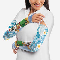 Hawaii Mele Kalikimaka Arm Sleeves Hula Santa Retro Style Blue - Polynesian Pride