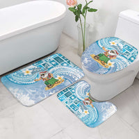 Hawaii Mele Kalikimaka Bathroom Set Hula Santa Retro Style Blue - Polynesian Pride