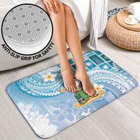 Hawaii Mele Kalikimaka Bathroom Set Hula Santa Retro Style Blue - Polynesian Pride