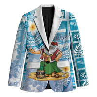 Hawaii Mele Kalikimaka Blazer Hula Santa Retro Style Blue - Polynesian Pride