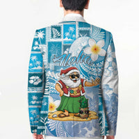 Hawaii Mele Kalikimaka Blazer Hula Santa Retro Style Blue - Polynesian Pride