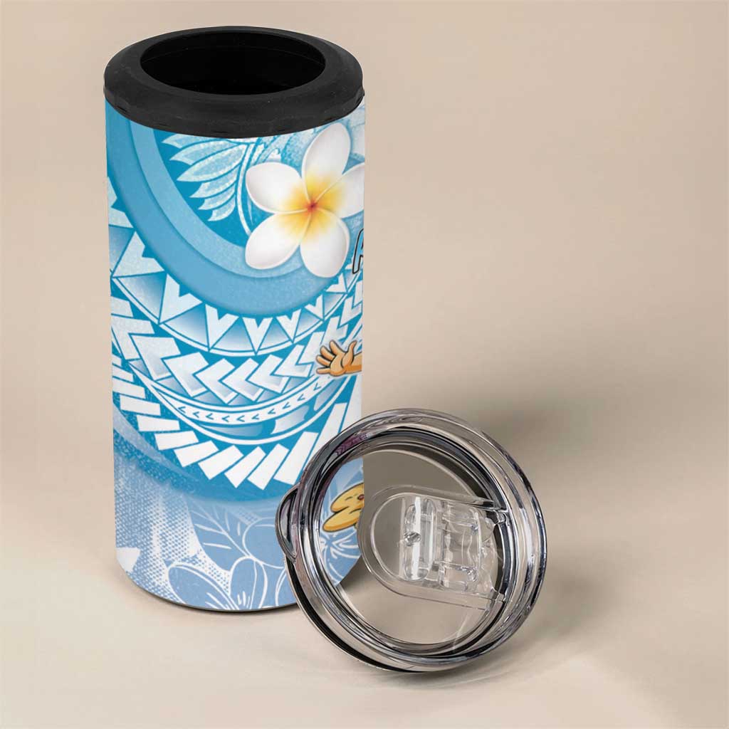 Hawaii Mele Kalikimaka 4 in 1 Can Cooler Tumbler Hula Santa Retro Style Blue - Polynesian Pride