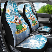 Hawaii Mele Kalikimaka Car Seat Cover Hula Santa Retro Style Blue - Polynesian Pride